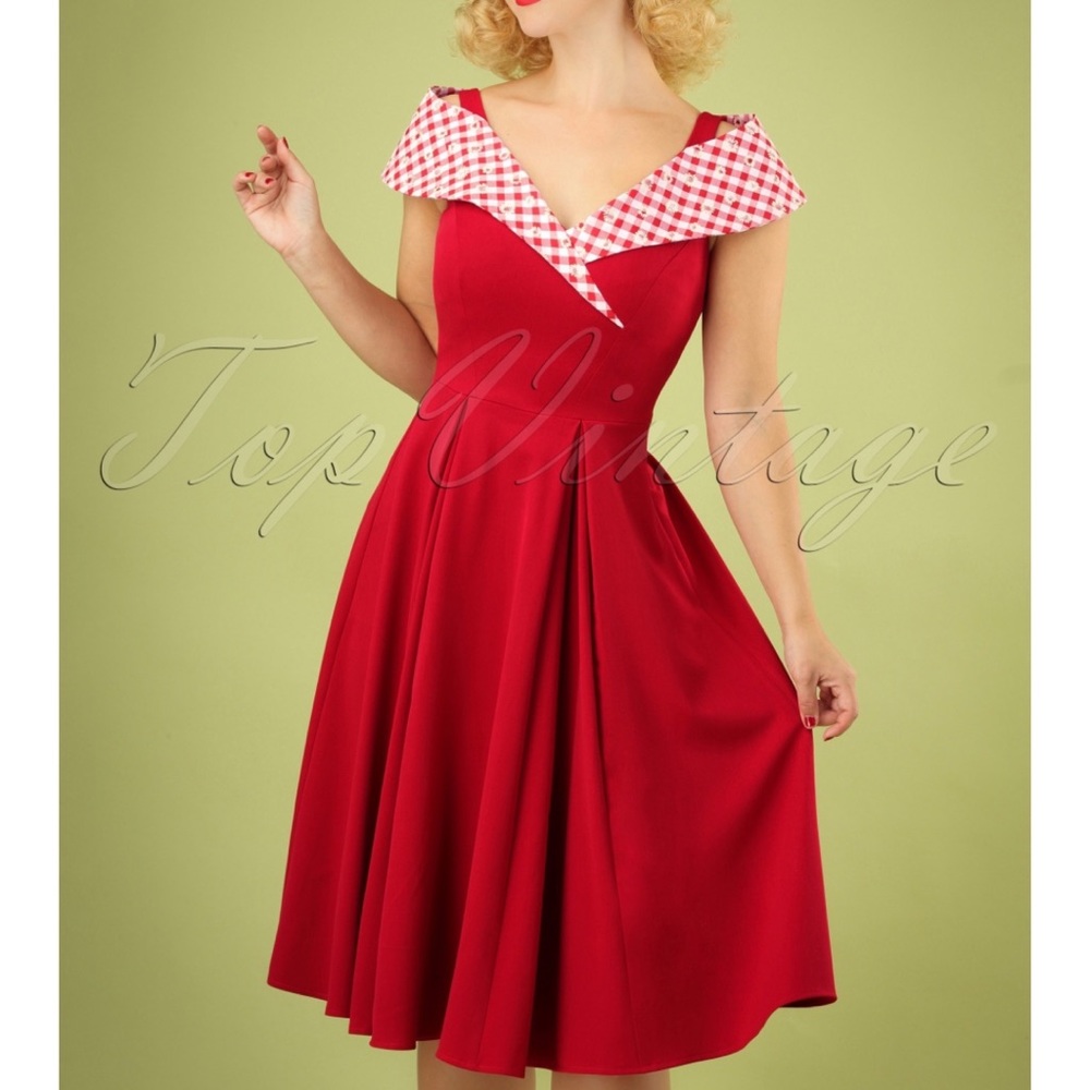 Miss Candyfloss 50s Gillantar Aurora Red Swing Dress DISCONTINUED